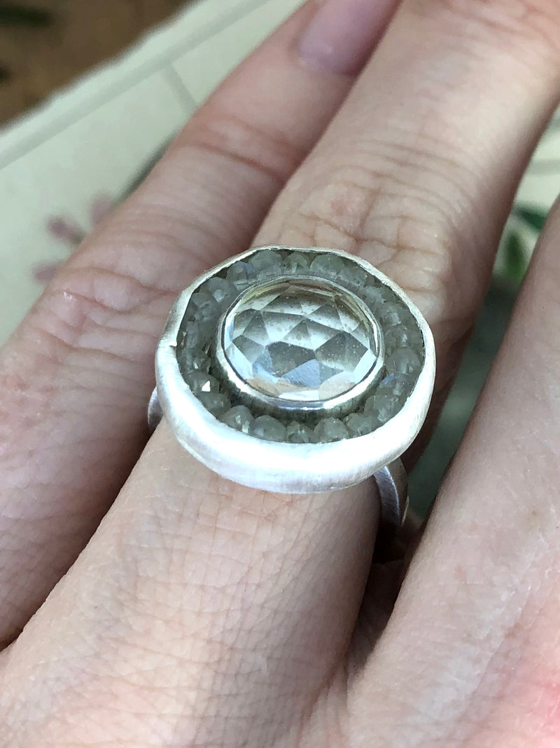 White Topaz And Moonstone Aurora Ring